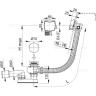 Сифон ALCAPLAST A565KM1-80 для ванны с напуском воды через перелив, для ванн с толстыми стенками, металл/металл, длина 80 см
